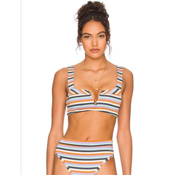 L*Space Lee Lee Bikini Top in Over the Moon Striped Size Small NWT - Picture 1 of 5